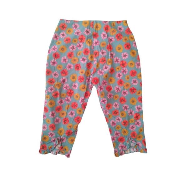 Carole Little Petites Colorful Floral Print Ruffled Hem Maximalist Capri Pants - Picture 2 of 12
